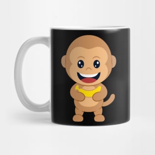 cute monkey holding banana cartoon Mug